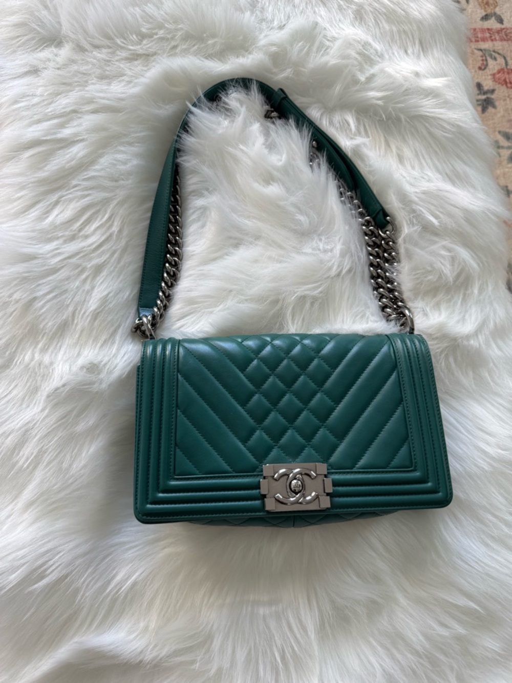 CHANEL: ✨RARE ✨Medium Teal Boy Bag *AUTHENTICATED*